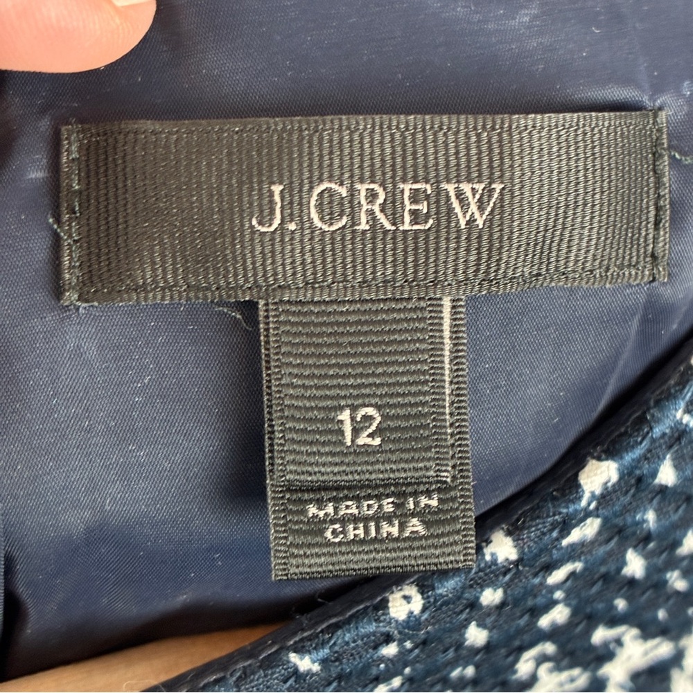 J.Crew Women's 12 Sheath Dress Navy White Check‎ Tweed Work Cocktail Timeless - Picture 6 of 14
